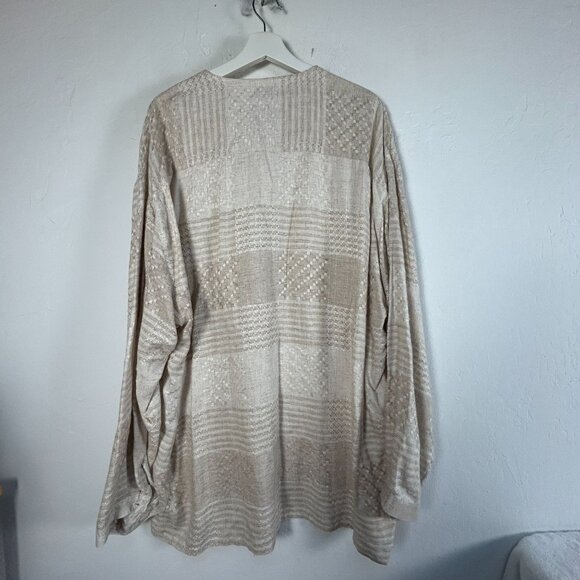 Positano Unisex XL Beige Woven Button-Up Long Sleeve Linen Cotton Lightweight - Picture 2 of 9